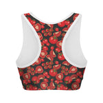 Red Ripe Tomatoes Pattern Print Women's Sports Bra