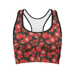 Red Ripe Tomatoes Pattern Print Women's Sports Bra