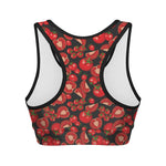 Red Ripe Tomatoes Pattern Print Women's Sports Bra