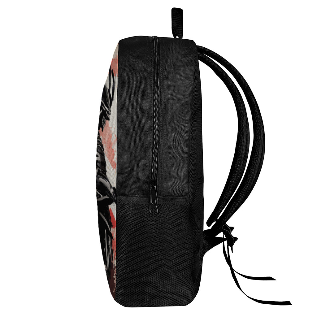 Red Rising Sun Samurai Print 17 Inch Backpack