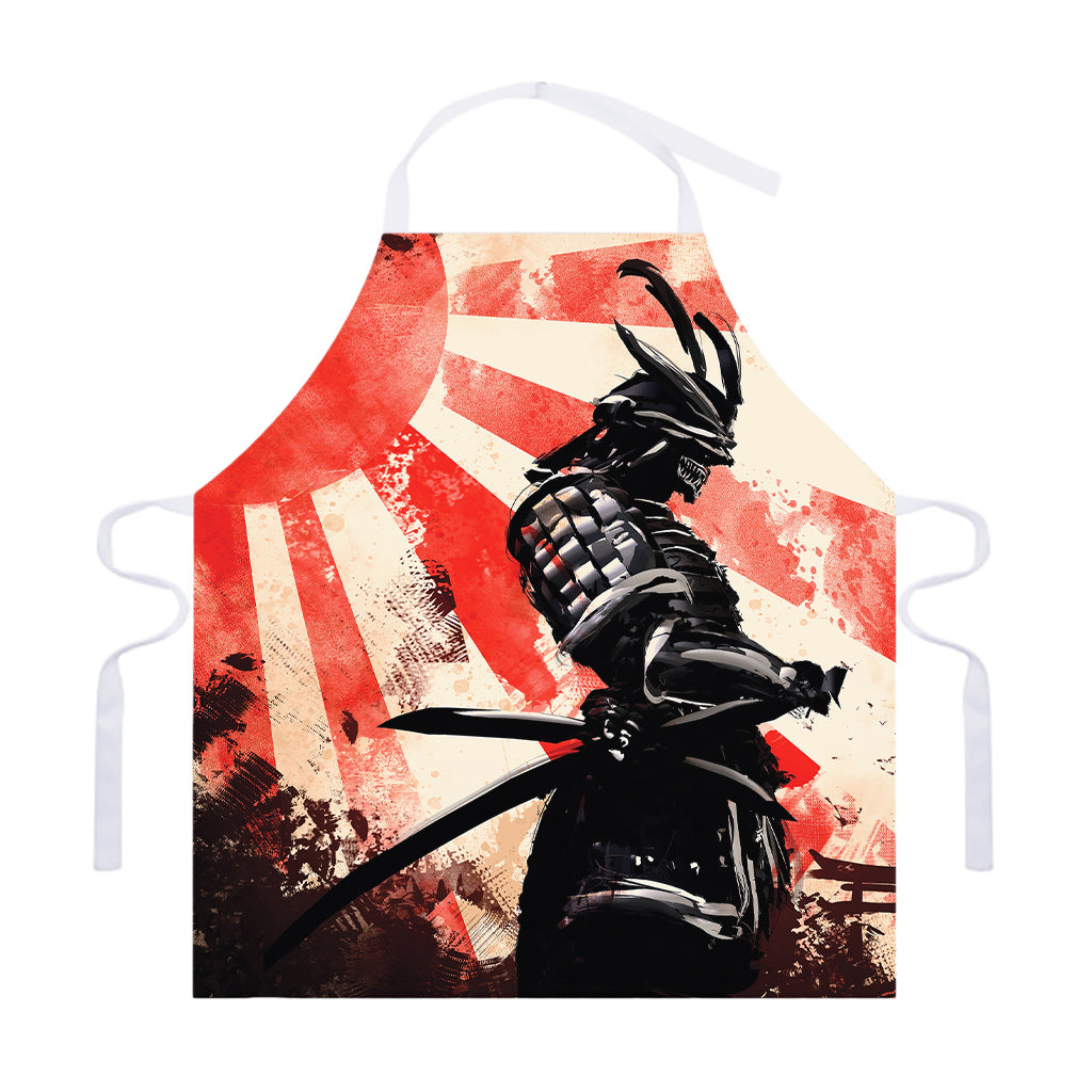 Red Rising Sun Samurai Print Adjustable Apron