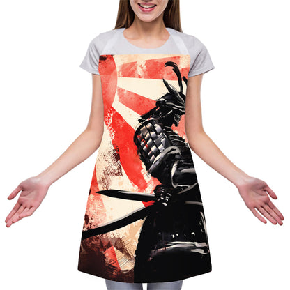 Red Rising Sun Samurai Print Adjustable Apron