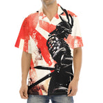 Red Rising Sun Samurai Print Aloha Shirt