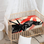 Red Rising Sun Samurai Print Baby Crib Sheet