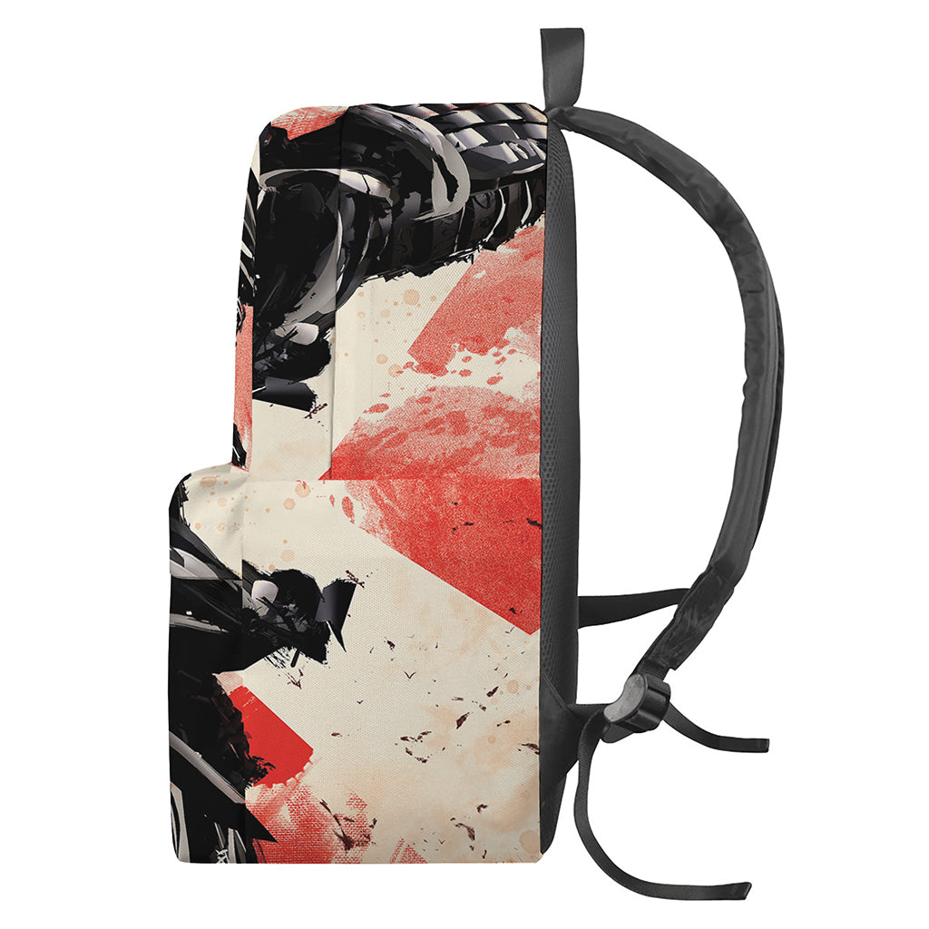 Red Rising Sun Samurai Print Backpack