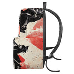Red Rising Sun Samurai Print Backpack