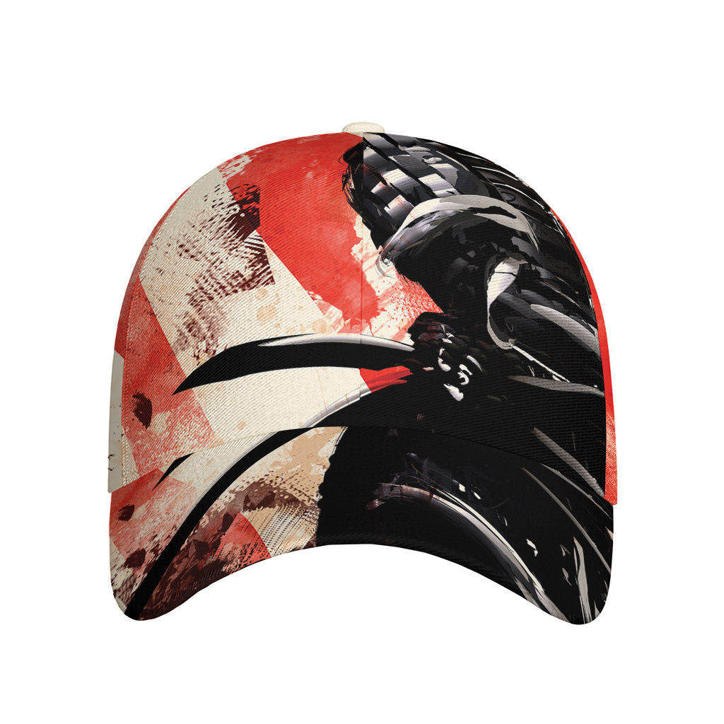 Red Rising Sun Samurai Print Baseball Cap