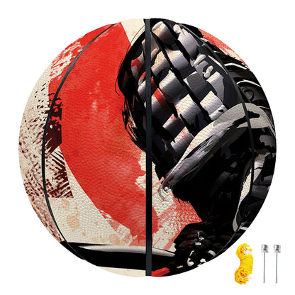 Red Rising Sun Samurai Print Basketball