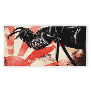 Red Rising Sun Samurai Print Beach Towel