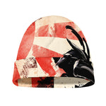 Red Rising Sun Samurai Print Beanie
