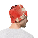 Red Rising Sun Samurai Print Beanie