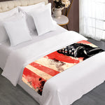 Red Rising Sun Samurai Print Bed Runner