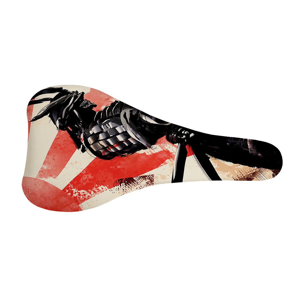 Red Rising Sun Samurai Print Bicycle Seat Cover
