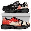 Red Rising Sun Samurai Print Black Chunky Shoes