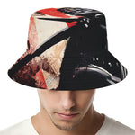 Red Rising Sun Samurai Print Bucket Hat
