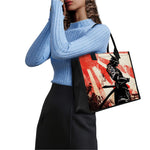 Red Rising Sun Samurai Print Canvas Tote Bag