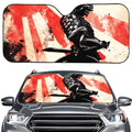 Red Rising Sun Samurai Print Car Windshield Sun Shade
