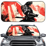 Red Rising Sun Samurai Print Car Windshield Sun Shade