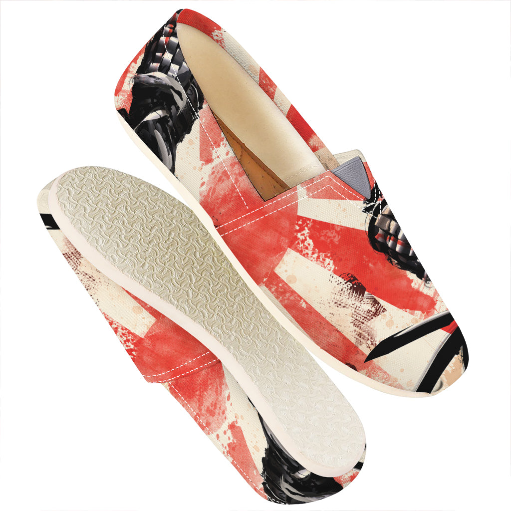Red Rising Sun Samurai Print Casual Shoes