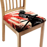 Red Rising Sun Samurai Print Chair Cushion Cover
