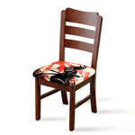 Red Rising Sun Samurai Print Chair Cushion Cover