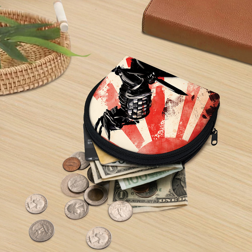 Red Rising Sun Samurai Print Coin Purse