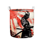 Red Rising Sun Samurai Print Collapsible Laundry Basket