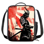 Red Rising Sun Samurai Print Crossbody Lunch Bag