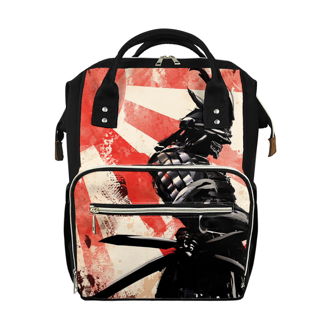 Red Rising Sun Samurai Print Diaper Bag