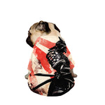 Red Rising Sun Samurai Print Dog Zip Up Jacket