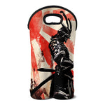 Red Rising Sun Samurai Print Double Neoprene Wine Tote