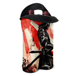 Red Rising Sun Samurai Print Double Neoprene Wine Tote