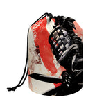 Red Rising Sun Samurai Print Drawstring Makeup Bag