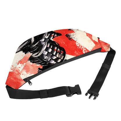 Red Rising Sun Samurai Print Fanny Pack