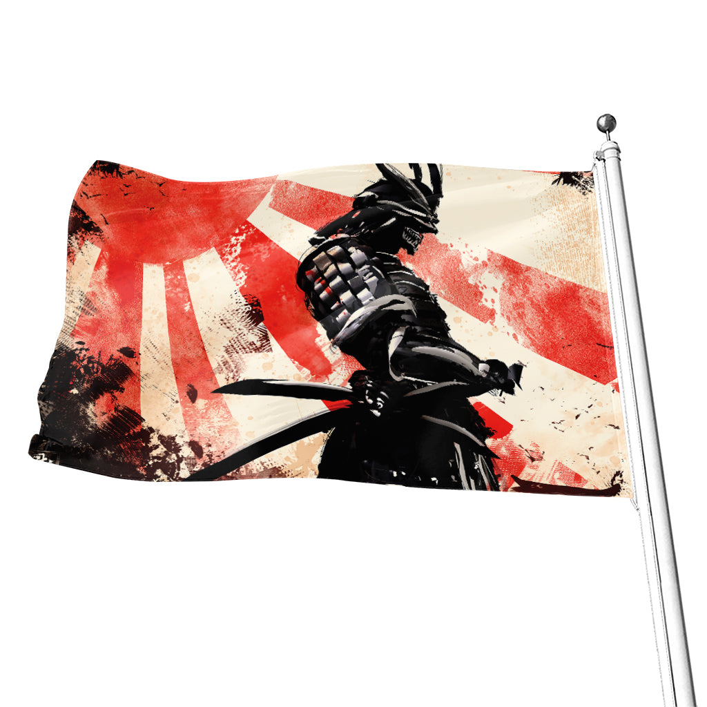 Red Rising Sun Samurai Print Flag – GearFrost