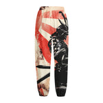 Red Rising Sun Samurai Print Fleece Lined Knit Pants