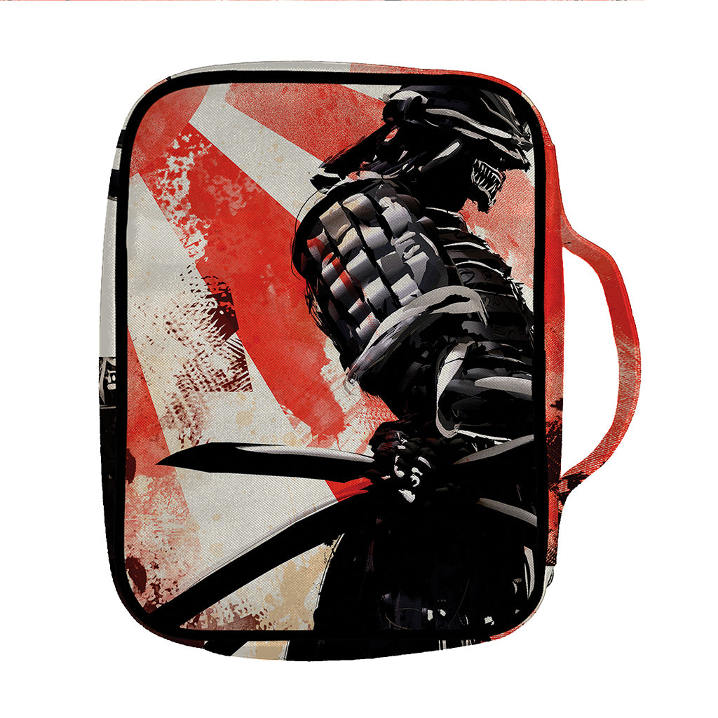 Red Rising Sun Samurai Print Front Pocket Bible Bag