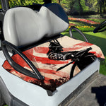 Red Rising Sun Samurai Print Golf Cart Seat Cover