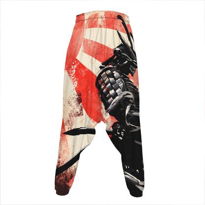 Red Rising Sun Samurai Print Hammer Pants