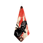 Red Rising Sun Samurai Print Hand Towel