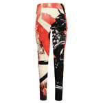 Red Rising Sun Samurai Print High-Waisted Pocket Leggings