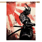Red Rising Sun Samurai Print House Flag