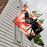 Red Rising Sun Samurai Print House Flag