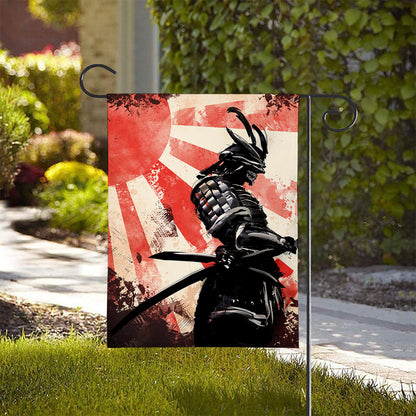 Red Rising Sun Samurai Print House Flag