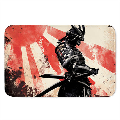 Red Rising Sun Samurai Print Indoor Door Mat