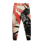 Red Rising Sun Samurai Print Jogger Pants