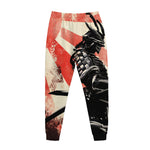 Red Rising Sun Samurai Print Jogger Pants