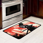 Red Rising Sun Samurai Print Kitchen Mat