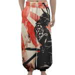 Red Rising Sun Samurai Print Lantern Pants