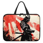 Red Rising Sun Samurai Print Laptop Sleeve With Handle